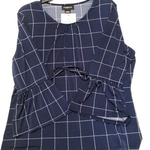 Navy Blue and White Blouse